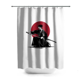Штора 3D для ванной с принтом Японский самурай (Z) в Кировске, 100% полиэстер | плотность материала — 100 г/м2. Стандартный размер — 146 см х 180 см. По верхнему краю — пластиковые люверсы для креплений. В комплекте 10 пластиковых колец | japan | ninja | samurai | асихара но накацукуни | буке | воин | вояк | государство япония | мононофу | мститель | мушя | ниндзя | ниппон | нихон | ооясимагуни | сабурай | самурай | слуга | солдат
