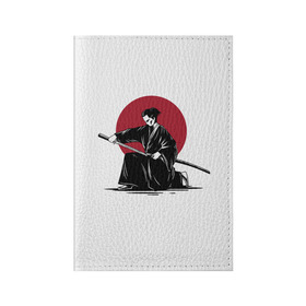 Обложка для паспорта матовая кожа с принтом Японский самурай (Z) в Кировске, натуральная матовая кожа | размер 19,3 х 13,7 см; прозрачные пластиковые крепления | Тематика изображения на принте: japan | ninja | samurai | асихара но накацукуни | буке | воин | вояк | государство япония | мононофу | мститель | мушя | ниндзя | ниппон | нихон | ооясимагуни | сабурай | самурай | слуга | солдат