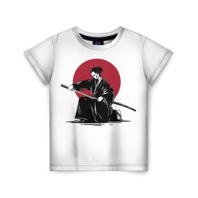 Детская футболка 3D с принтом Японский самурай (Z) в Кировске, 100% гипоаллергенный полиэфир | прямой крой, круглый вырез горловины, длина до линии бедер, чуть спущенное плечо, ткань немного тянется | japan | ninja | samurai | асихара но накацукуни | буке | воин | вояк | государство япония | мононофу | мститель | мушя | ниндзя | ниппон | нихон | ооясимагуни | сабурай | самурай | слуга | солдат