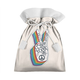 Подарочный 3D мешок с принтом PEACE and LOVE (Z) в Кировске, 100% полиэстер | Размер: 29*39 см | hope | love | peace | два пальца | жесть | знак | любить | любовь | мир | радуга | хипи | хиппи