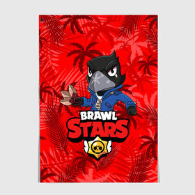 Постер с принтом BRAWL STARS CROW | ВОРОН в Кировске, 100% бумага
 | бумага, плотность 150 мг. Матовая, но за счет высокого коэффициента гладкости имеет небольшой блеск и дает на свету блики, но в отличии от глянцевой бумаги не покрыта лаком | bibi | brawl stars | coach mike | crow | evil gene | gale | gene | leon | leon shark | max | mecha crow | mortis | mr.p | nani | phoenix | sally leon | sandy | spike | sprout | surge | tara | virus 8 bit | werewolf | волна | ворон | джин | л