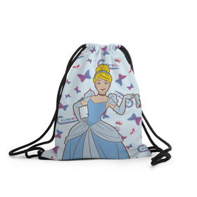 Рюкзак-мешок 3D с принтом Cinderella Disney Princess в Кировске, 100% полиэстер | плотность ткани — 200 г/м2, размер — 35 х 45 см; лямки — толстые шнурки, застежка на шнуровке, без карманов и подкладки | 