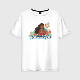 Женская футболка хлопок Oversize с принтом Moana Disney Princess в Кировске, 100% хлопок | свободный крой, круглый ворот, спущенный рукав, длина до линии бедер
 | disney princess | moana | vdkimel | моана