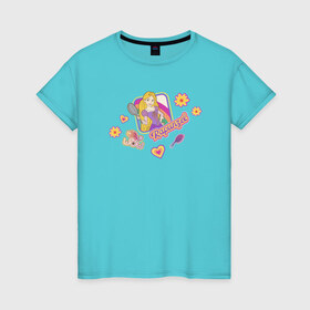 Женская футболка хлопок с принтом Tangled Disney Princess в Кировске, 100% хлопок | прямой крой, круглый вырез горловины, длина до линии бедер, слегка спущенное плечо | disney princess | tangled | vdkimel | рапунцель