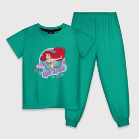 Детская пижама хлопок с принтом The Little Mermaid Ariel в Кировске, 100% хлопок |  брюки и футболка прямого кроя, без карманов, на брюках мягкая резинка на поясе и по низу штанин
 | ariel | disney princess | the little mermaid | vdkimel | ариэль | русалочка