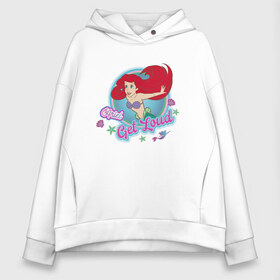 Женское худи Oversize хлопок с принтом The Little Mermaid Ariel в Кировске, френч-терри — 70% хлопок, 30% полиэстер. Мягкий теплый начес внутри —100% хлопок | боковые карманы, эластичные манжеты и нижняя кромка, капюшон на магнитной кнопке | Тематика изображения на принте: ariel | disney princess | the little mermaid | vdkimel | ариэль | русалочка