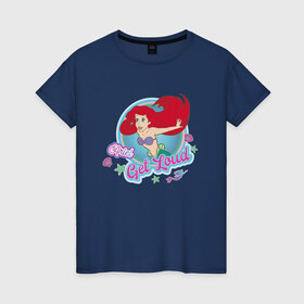 Женская футболка хлопок с принтом The Little Mermaid Ariel в Кировске, 100% хлопок | прямой крой, круглый вырез горловины, длина до линии бедер, слегка спущенное плечо | ariel | disney princess | the little mermaid | vdkimel | ариэль | русалочка