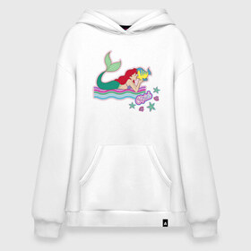 Худи SuperOversize хлопок с принтом The Little Mermaid Ariel в Кировске, 70% хлопок, 30% полиэстер, мягкий начес внутри | карман-кенгуру, эластичная резинка на манжетах и по нижней кромке, двухслойный капюшон
 | ariel | disney princess | the little mermaid | vdkimel | ариэль | русалочка