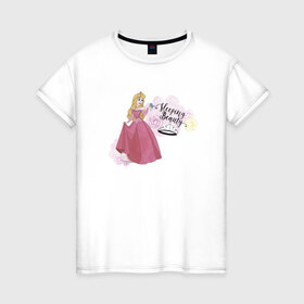 Женская футболка хлопок с принтом Sleeping beauty Aurora в Кировске, 100% хлопок | прямой крой, круглый вырез горловины, длина до линии бедер, слегка спущенное плечо | aurora | disney princess | sleeping beauty | vdkimel | аврора | спящая красавица