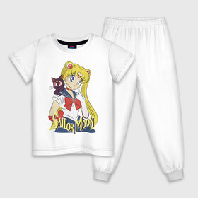 Детская пижама хлопок с принтом Sailor Moon & Luna в Кировске, 100% хлопок |  брюки и футболка прямого кроя, без карманов, на брюках мягкая резинка на поясе и по низу штанин
 | cat | girl | kitty | luna | moon | sailor moon | sailormoon | девочка | кот | котик | котэ | кошка | луна | мультяшка | сейлормун | сэйлор мун