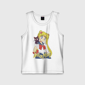 Детская майка хлопок с принтом Sailor Moon & Luna в Кировске,  |  | cat | girl | kitty | luna | moon | sailor moon | sailormoon | девочка | кот | котик | котэ | кошка | луна | мультяшка | сейлормун | сэйлор мун