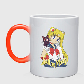 Кружка хамелеон с принтом Sailor Moon & Luna в Кировске, керамика | меняет цвет при нагревании, емкость 330 мл | Тематика изображения на принте: cat | girl | kitty | luna | moon | sailor moon | sailormoon | девочка | кот | котик | котэ | кошка | луна | мультяшка | сейлормун | сэйлор мун