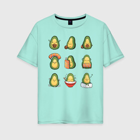 Женская футболка хлопок Oversize с принтом Life Avocado в Кировске, 100% хлопок | свободный крой, круглый ворот, спущенный рукав, длина до линии бедер
 | avocado | casual | trend | авокадо | повседневность | тренд