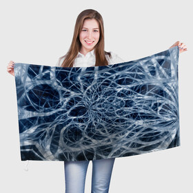 Флаг 3D с принтом Нервная система в Кировске, 100% полиэстер | плотность ткани — 95 г/м2, размер — 67 х 109 см. Принт наносится с одной стороны | Тематика изображения на принте: big picture | exclusive merch | картинки | клетки | линии | мозг | нейроны | прикольные | пульс | сеть | текстуры | точки | тренды | узоры