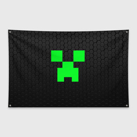 Флаг-баннер с принтом MINECRAFT CREEPER в Кировске, 100% полиэстер | размер 67 х 109 см, плотность ткани — 95 г/м2; по краям флага есть четыре люверса для крепления | block | creeper | cube | minecraft | pixel | блок | геометрия | крафт | крипер | кубики | майнкрафт | пиксели