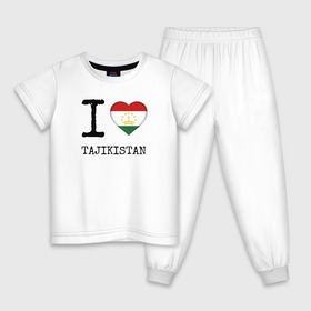 Детская пижама хлопок с принтом Таджикистан в Кировске, 100% хлопок |  брюки и футболка прямого кроя, без карманов, на брюках мягкая резинка на поясе и по низу штанин
 | asia | coat of arms | flag | heart | i | love | ornament | patterns | republic | state | tajikistan | азия | герб | государство | люблю | орнамент | республика | сердце | таджикистан | узоры | флаг | я