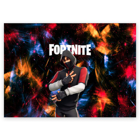 Поздравительная открытка с принтом FORTNITE x IKONIK в Кировске, 100% бумага | плотность бумаги 280 г/м2, матовая, на обратной стороне линовка и место для марки
 | deadmau5 | fortnite | fortnite 2 | fortnite x маршмелло | ikonik | marshmello | ninja | ninja streamer | raven | travis scott | ворон | иконик | ниндзя | пили | рейвен | трэвис скотт | фортнайт