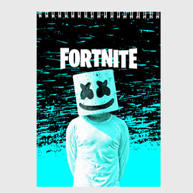 Скетчбук с принтом Fortnite Marshmello в Кировске, 100% бумага
 | 48 листов, плотность листов — 100 г/м2, плотность картонной обложки — 250 г/м2. Листы скреплены сверху удобной пружинной спиралью | archetype | fortnite | fortnite x | game | ikonik | marshmello | raven | архетип | ворон | игра | иконик | маршмелло | фортнайт