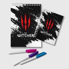 Блокнот с принтом The Witcher в Кировске, 100% бумага | 48 листов, плотность листов — 60 г/м2, плотность картонной обложки — 250 г/м2. Листы скреплены удобной пружинной спиралью. Цвет линий — светло-серый
 | Тематика изображения на принте: esport | game | netflix | the witcher | американский сериал | ве витчер | ведьмак | геральт | игра | игры | киберспорт | кино | нетфликс | популярные иллюстрации | сериал | сериалы | фильмы | фэнтези