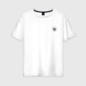 Женская футболка хлопок Oversize с принтом Unreal Engine (+спина) (Z) в Кировске, 100% хлопок | свободный крой, круглый ворот, спущенный рукав, длина до линии бедер
 | unreal | unreal engine | графика | движок | движок unreal | игровой движок