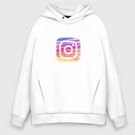 Мужское худи Oversize хлопок с принтом Instagram в Кировске, френч-терри — 70% хлопок, 30% полиэстер. Мягкий теплый начес внутри —100% хлопок | боковые карманы, эластичные манжеты и нижняя кромка, капюшон на магнитной кнопке | instagram | знак | значок | картинки | надпись | популярные | прикольные | социальные сети