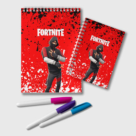 Блокнот с принтом FORTNITE IKONIK в Кировске, 100% бумага | 48 листов, плотность листов — 60 г/м2, плотность картонной обложки — 250 г/м2. Листы скреплены удобной пружинной спиралью. Цвет линий — светло-серый
 | Тематика изображения на принте: archetype | fortnite | fortnite 2 | fortnite x | ikonik | marshmello | raven | архетип | ворон | иконик | маршмелло | фортнайт | фортнайт 2 | фортнайт глава 2