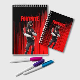 Блокнот с принтом Fortnite Ikonik в Кировске, 100% бумага | 48 листов, плотность листов — 60 г/м2, плотность картонной обложки — 250 г/м2. Листы скреплены удобной пружинной спиралью. Цвет линий — светло-серый
 | archetype | fortnite | fortnite 2 | fortnite x | ikonik | marshmello | raven | архетип | ворон | иконик | маршмелло | фортнайт | фортнайт 2 | фортнайт глава 2