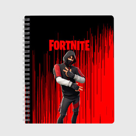 Тетрадь с принтом Fortnite Ikonik в Кировске, 100% бумага | 48 листов, плотность листов — 60 г/м2, плотность картонной обложки — 250 г/м2. Листы скреплены сбоку удобной пружинной спиралью. Уголки страниц и обложки скругленные. Цвет линий — светло-серый
 | archetype | fortnite | fortnite 2 | fortnite x | ikonik | marshmello | raven | архетип | ворон | иконик | маршмелло | фортнайт | фортнайт 2 | фортнайт глава 2