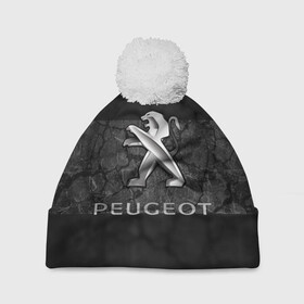 Шапка 3D c помпоном с принтом PEUGEOT. в Кировске, 100% полиэстер | универсальный размер, печать по всей поверхности изделия | Тематика изображения на принте: abstract | auto | brand | car | geometry | peugeot | sport | texture | абстракция | авто | автомобильные | бренд | геометрия | классика | машины | модные | пежо | спорт | стиль | текстура