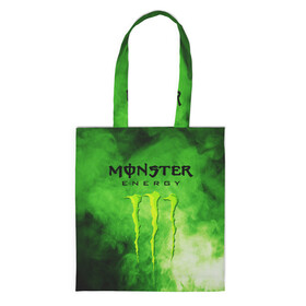 Шоппер 3D с принтом MONSTER ENERGY в Кировске, 100% полиэстер | Плотность: 200 г/м2; Размер: 34×35 см; Высота лямок: 30 см | brend | green | monster energy | андреналин | бренд | зеленый | логотип | монстр | напиток | энергетик | энергия