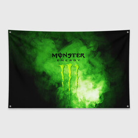 Флаг-баннер с принтом MONSTER ENERGY в Кировске, 100% полиэстер | размер 67 х 109 см, плотность ткани — 95 г/м2; по краям флага есть четыре люверса для крепления | brend | green | monster energy | андреналин | бренд | зеленый | логотип | монстр | напиток | энергетик | энергия