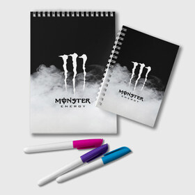 Блокнот с принтом MONSTER ENERGY BLACK в Кировске, 100% бумага | 48 листов, плотность листов — 60 г/м2, плотность картонной обложки — 250 г/м2. Листы скреплены удобной пружинной спиралью. Цвет линий — светло-серый
 | Тематика изображения на принте: brend | green | monster energy | андреналин | бренд | зеленый | логотип | монстр | напиток | энергетик | энергия