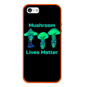 Чехол для iPhone 5/5S матовый с принтом Mushroom Lives Matter в Кировске, Силикон | Область печати: задняя сторона чехла, без боковых панелей | black lives matter | lives matter | гриб | грибнику | грибной | грибы | грибы лозунг | грибы монстры | грибы надпись | грибы неон | грибы прикол | грибы текст | злые грибы | неоновые грибы | сбор грибов