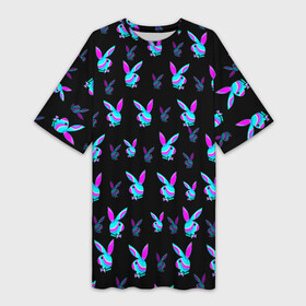 Платье-футболка 3D с принтом Playboy в Кировске,  |  | Тематика изображения на принте: playboy | абстракция | зая | заяц | краска | кролик | кролик плейбой | лето | море | неон | отдых | плейбой | плэйбой | пляж | текстура
