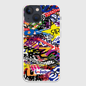 Чехол для iPhone 13 mini с принтом СТИКЕРБОМБИНГ в Кировске,  |  | fashion | sticker bombing | мода | наклейки | стикербомбинг | стикеры | текстура