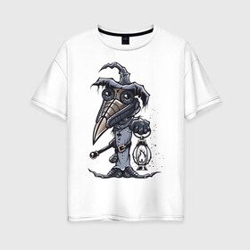 Женская футболка хлопок Oversize с принтом Чумной доктор в Кировске, 100% хлопок | свободный крой, круглый ворот, спущенный рукав, длина до линии бедер
 | covid | sollydiz | врач | доктор | рисунок | юмор