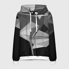 Мужская толстовка 3D с принтом Camo - Black & White в Кировске, 100% полиэстер | двухслойный капюшон со шнурком для регулировки, мягкие манжеты на рукавах и по низу толстовки, спереди карман-кенгуру с мягким внутренним слоем. | abstract | abstraction | color | geometry | polygon | polygonal | абстракция | геометрия | полигоны | психоделика