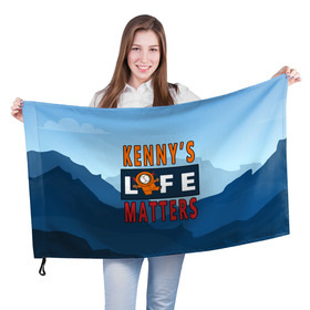 Флаг 3D с принтом Kennys LIFE matters в Кировске, 100% полиэстер | плотность ткани — 95 г/м2, размер — 67 х 109 см. Принт наносится с одной стороны | kenny | life matters | lives matter | south park | text | жизнь | кенни | маккормик | текст | фразы | южный парк