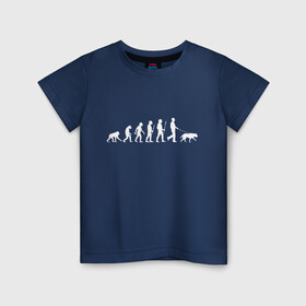 Детская футболка хлопок с принтом Эволюция. Лабрадор в Кировске, 100% хлопок | круглый вырез горловины, полуприлегающий силуэт, длина до линии бедер | homo sapiens | дарвин | лабрадор | люди | неандерталец | пёс | развитие | собака | собачник | эволюция