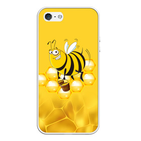 Чехол для iPhone 5/5S матовый с принтом Лето. Пчелы. Мед в Кировске, Силикон | Область печати: задняя сторона чехла, без боковых панелей | 