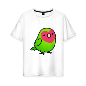 Женская футболка хлопок Oversize с принтом Папугай в Кировске, 100% хлопок | свободный крой, круглый ворот, спущенный рукав, длина до линии бедер
 | арт | волнистые попугайчики | волнистый попугай | животные | картинка | папуги | попугаи | попугайчики | птица | птицы | рисунок
