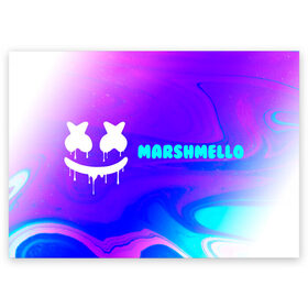 Поздравительная открытка с принтом MARSHMELLO / МАРШМЕЛЛОУ в Кировске, 100% бумага | плотность бумаги 280 г/м2, матовая, на обратной стороне линовка и место для марки
 | face | logo | marsh | marshmallow | marshmello | marshmelo | mello | smile | лицо | лого | маршмеллов | маршмеллоу | маршмеллу | маршмело | маршмелов | маршмелоу | маска | музыка | рожица | символ | смайл | улыбка