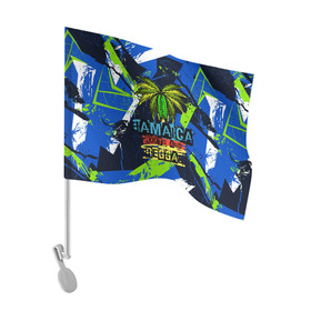 Флаг для автомобиля с принтом Jamaica Roots and reggae в Кировске, 100% полиэстер | Размер: 30*21 см | jamaica | reggae | roots | летняя | лето | надпись | пальма | раста | регги | рэгги | текст | фраза | ямайка