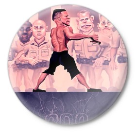 Значок с принтом Нейт Диаз(Nate Diaz) в Кировске,  металл | круглая форма, металлическая застежка в виде булавки | арт. | бои | бокс | единоборства | мма
