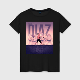 Женская футболка хлопок с принтом Нейт Диаз(Nate Diaz) в Кировске, 100% хлопок | прямой крой, круглый вырез горловины, длина до линии бедер, слегка спущенное плечо | арт. | бои | бокс | единоборства | мма