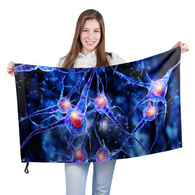 Флаг 3D с принтом НЕРВЫ в Кировске, 100% полиэстер | плотность ткани — 95 г/м2, размер — 67 х 109 см. Принт наносится с одной стороны | abstract | abstraction | абстракция | днк | нейроны | психоделика