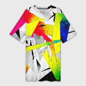 Платье-футболка 3D с принтом Треш в Кировске,  |  | абстракция | большой | волны | геометрия | градиент | графен | графика | карбон | коллаж | кубизм | линии | линия | мозаика | палитра | поп | радуга | радужная | сетка | сеть | текстуры | точки
