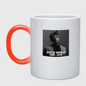 Кружка хамелеон с принтом JUICE WRLD R.I.P. в Кировске, керамика | меняет цвет при нагревании, емкость 330 мл | Тематика изображения на принте: die | jucie | juice | legends | never | wrld | ворлд | врлд | джус | джуси