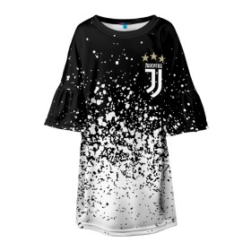 Детское платье 3D с принтом JUVENTUS. в Кировске, 100% полиэстер | прямой силуэт, чуть расширенный к низу. Круглая горловина, на рукавах — воланы | fc | football | football club | juventus | sport | итальянский профессиональный футбольный клуб | клуб италии | спорт | уефа | униформа | фирменные цвета | фк | футбол | футбольный клуб | ювентус