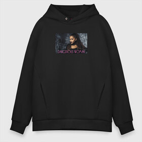 Мужское худи Oversize хлопок с принтом Dangerous Woman в Кировске, френч-терри — 70% хлопок, 30% полиэстер. Мягкий теплый начес внутри —100% хлопок | боковые карманы, эластичные манжеты и нижняя кромка, капюшон на магнитной кнопке | ariana grande | dangerous | grande | woman | ариана гранде | гранде | для фанатов | женщина | опасная | попса | фанатам